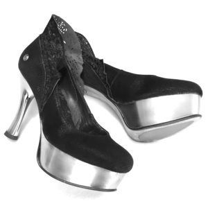 PLATFORMS HEELS 👠 NEOSENS black LUXURIOUS STYLE silvery golden heel